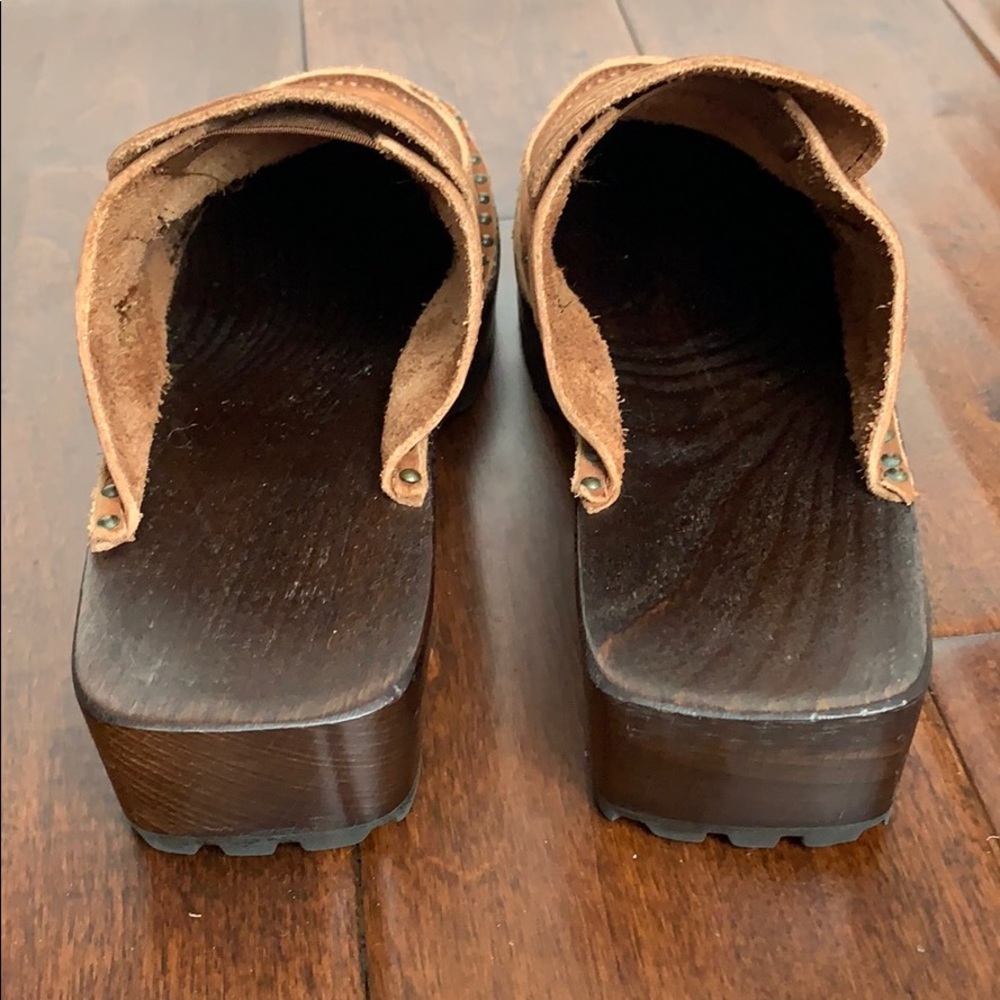 Studded Tan Suede Clogs - Picture 4 of 6